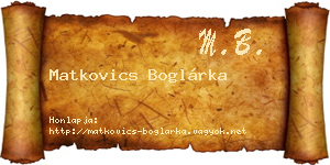 Matkovics Boglárka névjegykártya